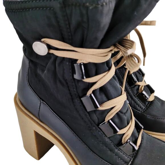 Dolce Vita Celida Black Leather Nylon Platform High Heel Hiking Boots Size 5.5 - Picture 6 of 10